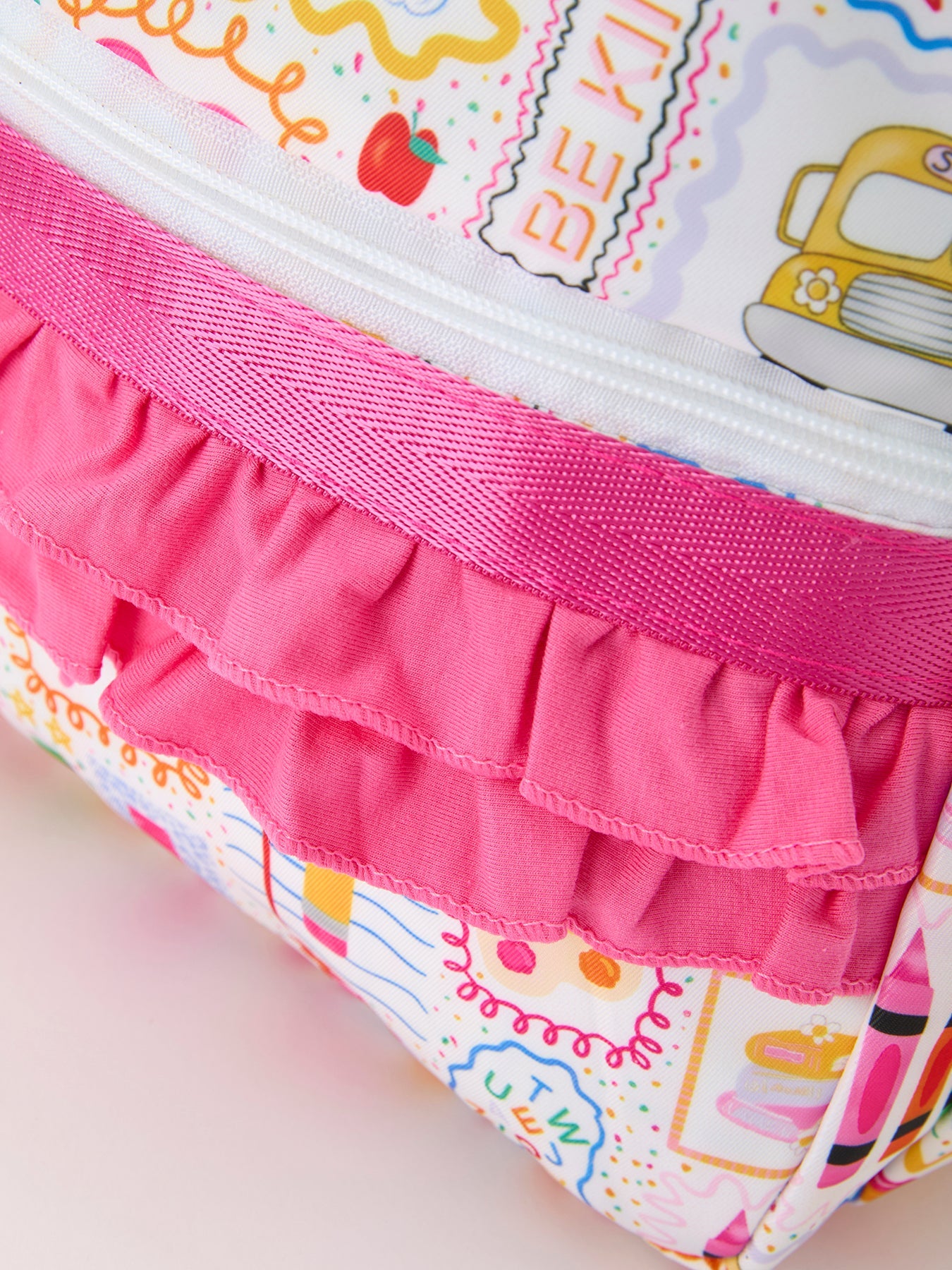 Rylee Faith Designs girls back to school print ruffle backpack