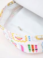 Rylee Faith Designs girls' back to school print ruffle backpack.