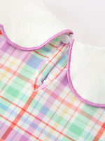 Back To School Plaid Crayon Embroidery Girls Dress Bow Puff Sleeve by Rylee Faith Designs at Everetts Place