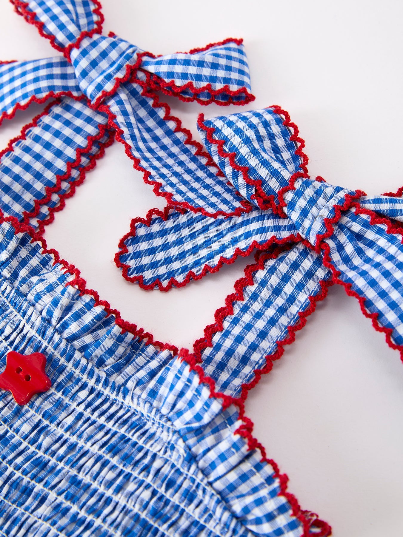4th of July Plaid Girls Set Flag Star Bow Top Shorts Outfit by Rylee Faith Designs at Everetts Place