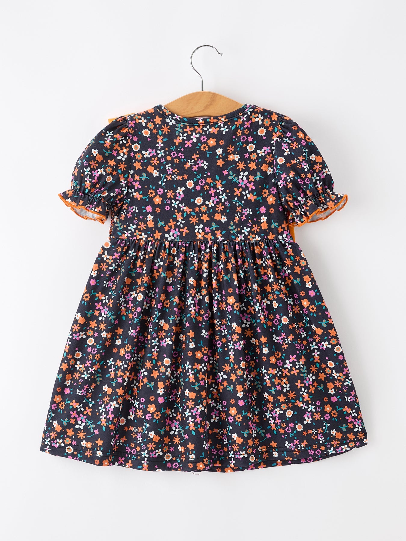 Bow Smocked Floral Girl Dress