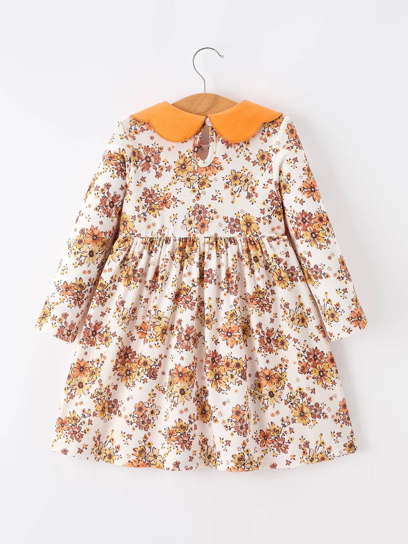 Fall Orange Floral Girl Dress