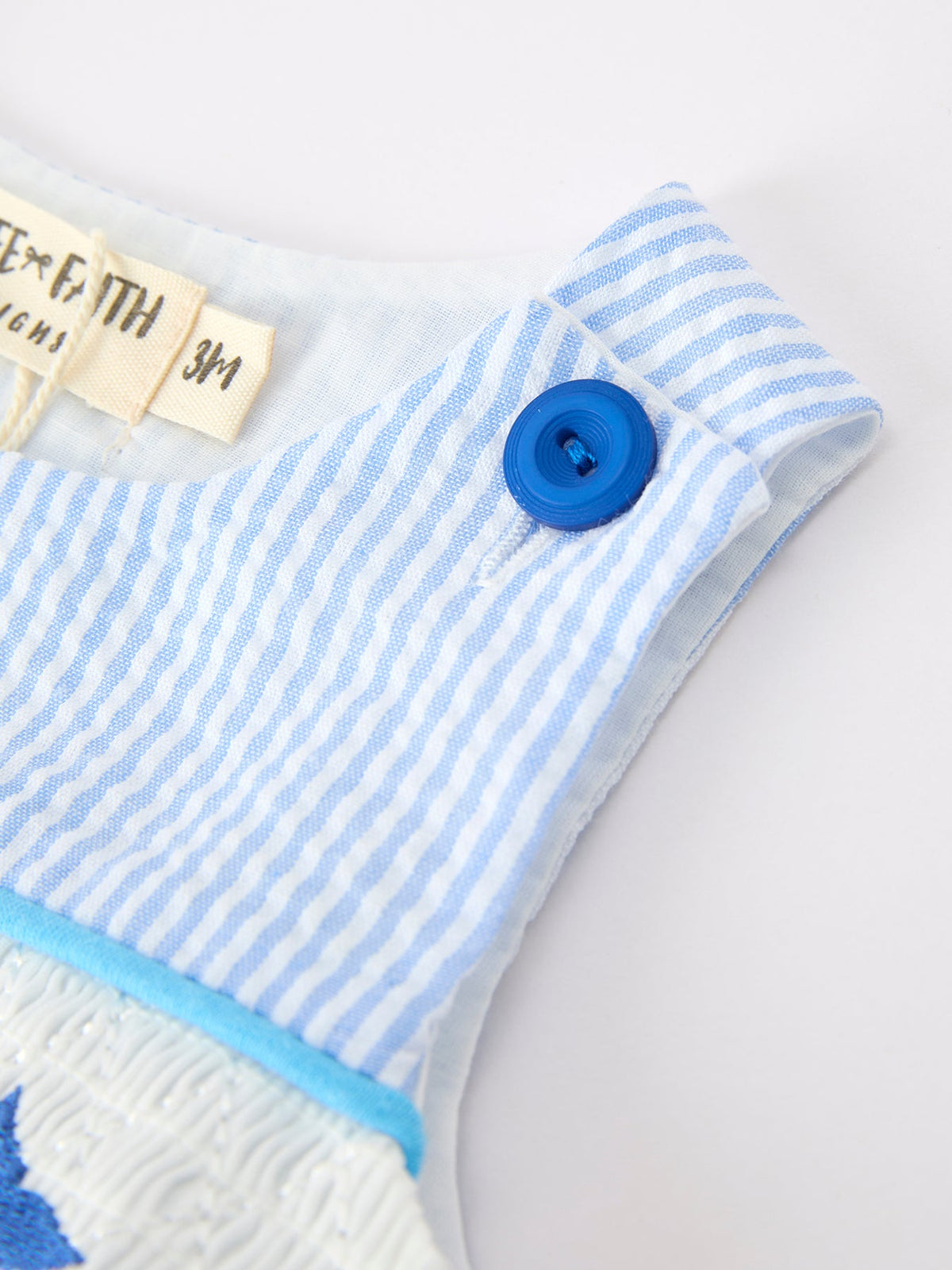 Summer Whale Embroidery Baby Boys Jonjon Stripe Romper by Rylee Faith Designs at Everetts Place