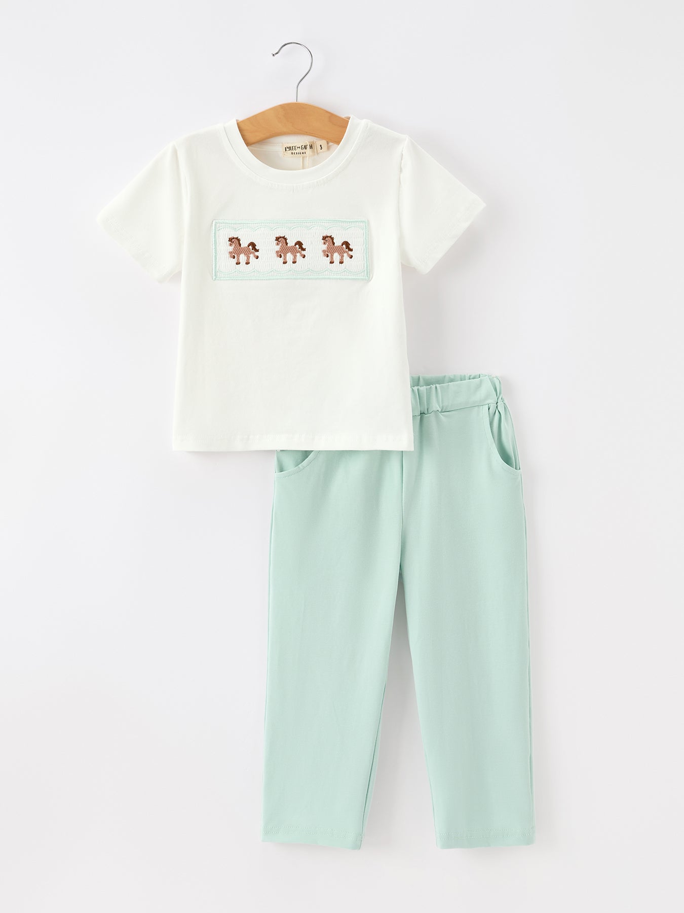 Western Horse Embroidery Boys Set T Shirt Pants Outfit by Rylee Faith Designs at Everetts Place