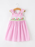 Organic Turtle Girls Dress Pink Stripe Ruffle Strap by Rylee Faith Designs at Everetts Place