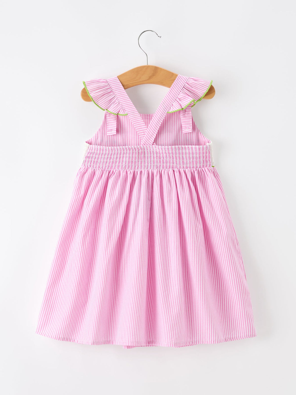 Organic Turtle Girls Dress Pink Stripe Ruffle Strap by Rylee Faith Designs at Everetts Place