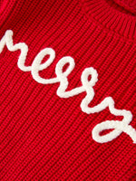 Red Christmas Girls “merry” Knit Baby Romper by Rylee Faith Designs