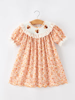 Polyester Blend Girls Dress, Thanksgiving Turkey Floral Lace Ruffle by Rylee Faith Designs