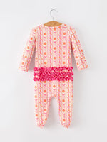 Polyester Spandex Baby Sleeper, Pumpkin Bow Print by Rylee Faith Designs