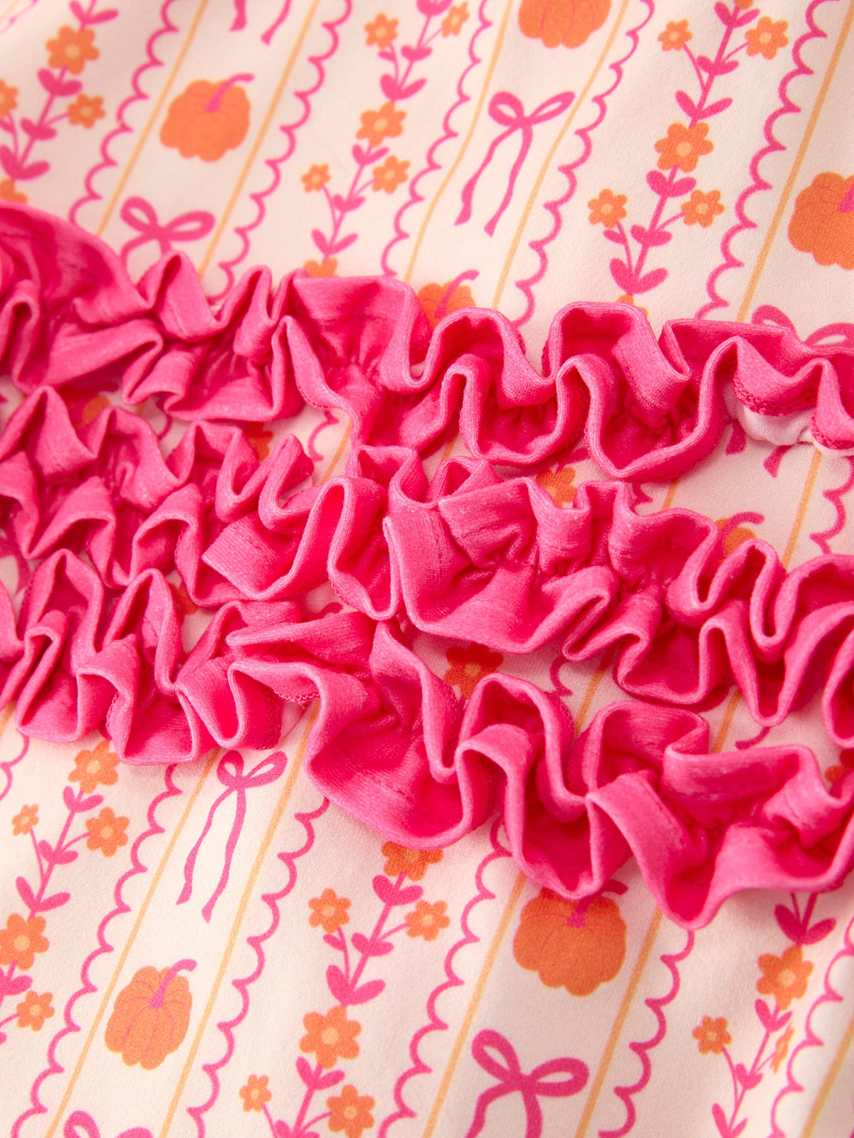 Polyester Spandex Baby Sleeper, Pumpkin Bow Print by Rylee Faith Designs