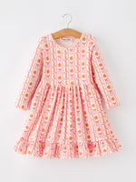 Polyester Spandex Dress, Long Sleeve, Pumpkin Bow Pocket by Rylee Faith Designs