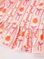 Polyester Spandex Dress, Long Sleeve, Pumpkin Bow Pocket by Rylee Faith Designs