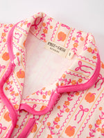 Polyester Spandex Pajama Set, Girls Pumpkin Bow by Rylee Faith Designs