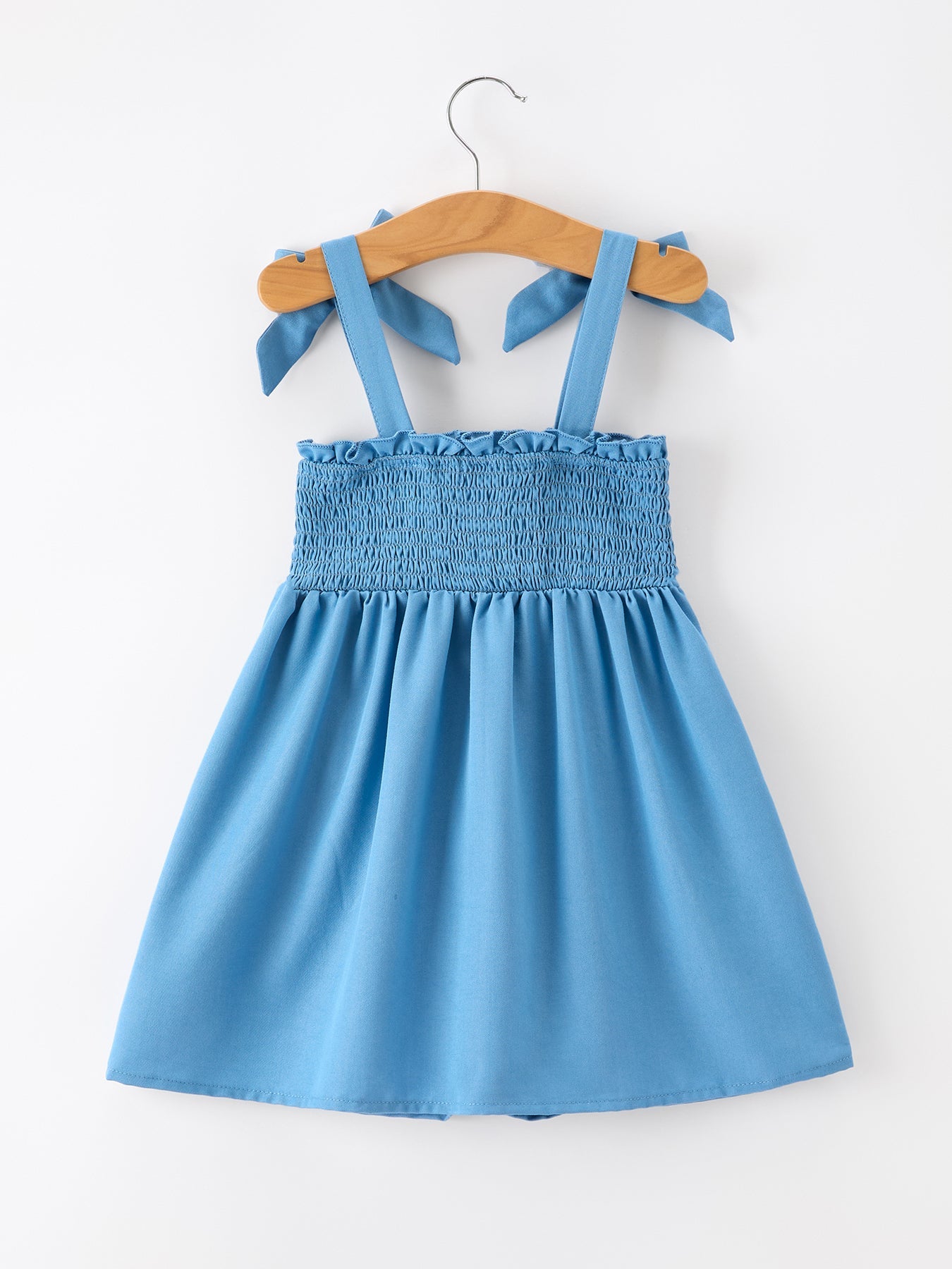 Summer Bow Girls Dress Smocked Strap Dress Bow Applique by Rylee Faith Designs at Everetts Place