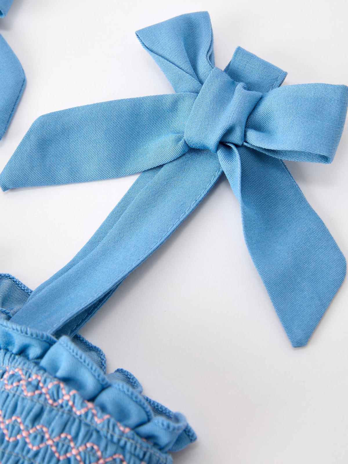 Summer Bow Girls Dress Smocked Strap Dress Bow Applique by Rylee Faith Designs at Everetts Place