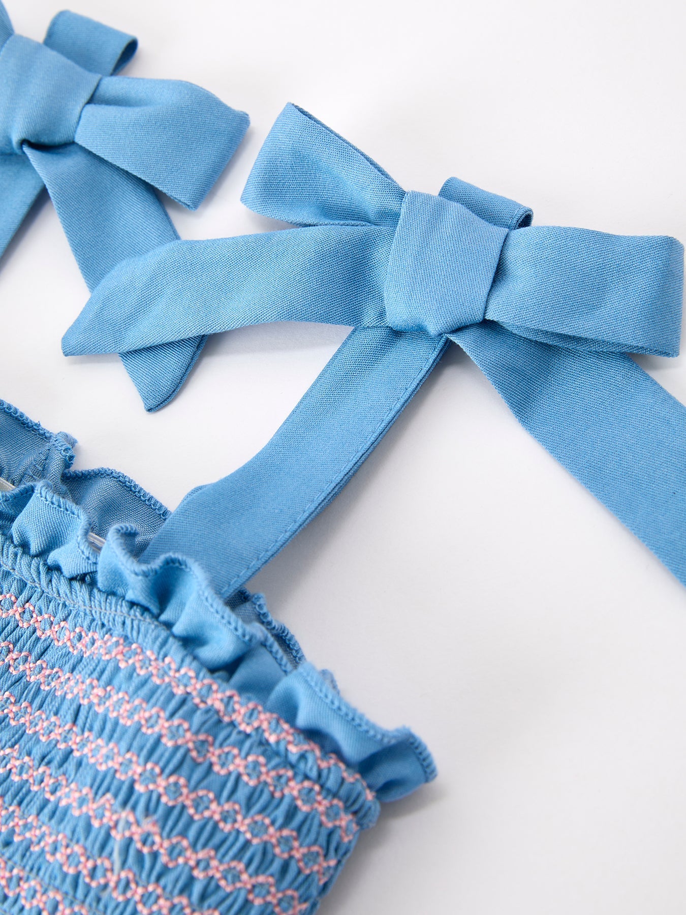 Summer Bow Baby Romper Smocked Strap Bubble Bow Applique by Rylee Faith Designs at Everetts Place
