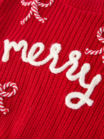 Christmas Candy Cane Merry Knit Baby Romper by Rylee Faith Designs