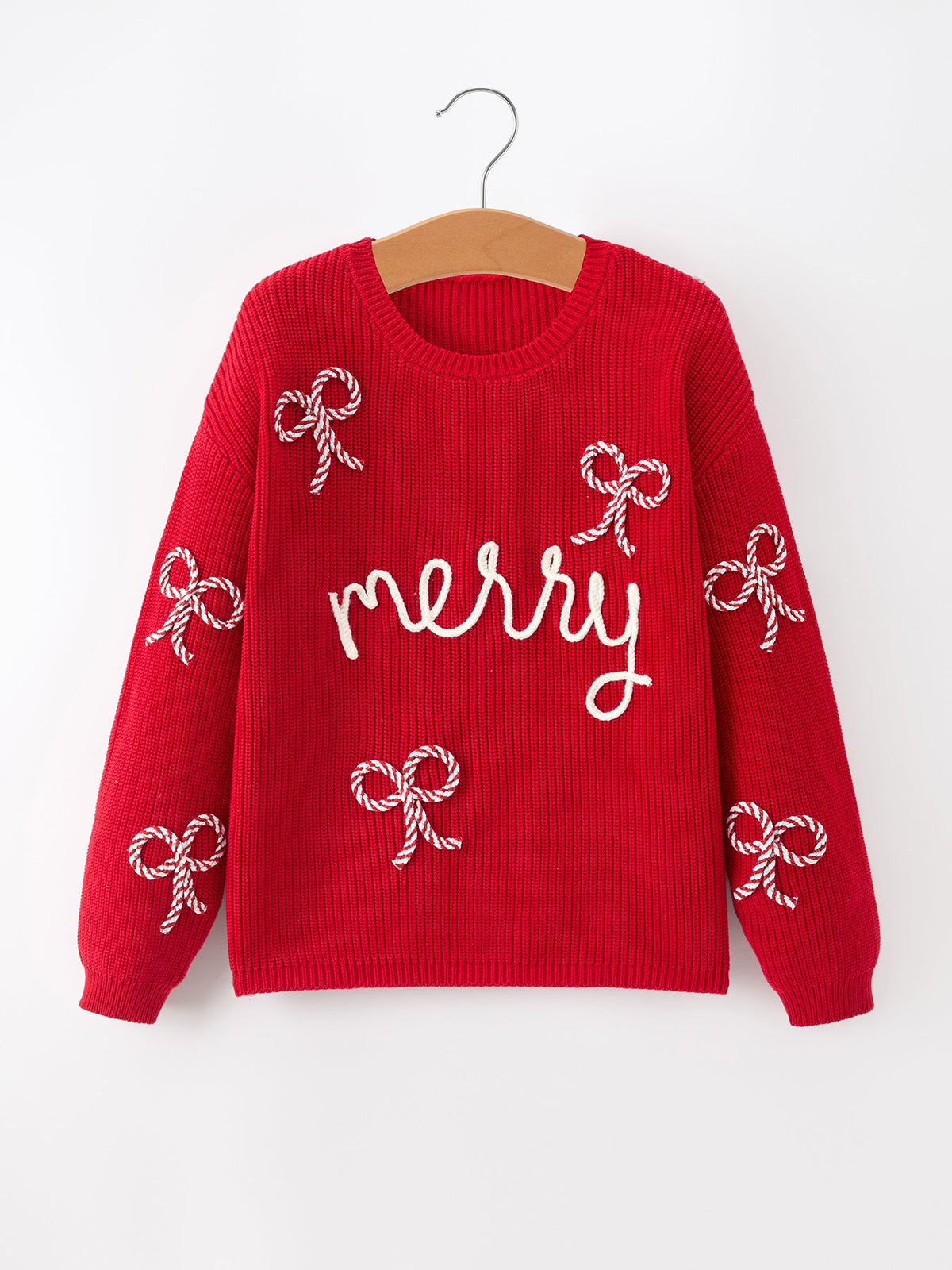 Mom and Me Winter Christmas Red "merry" Pullover Sweater by Rylee Faith Designs