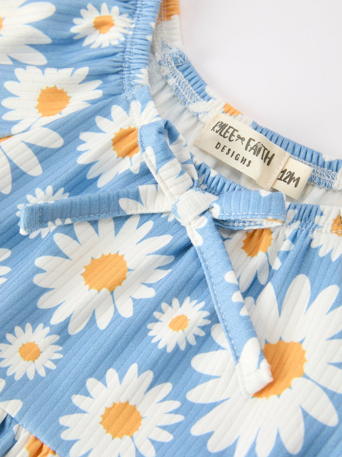 Summer Daisy Print Girls Romper Bow Ruffle by Rylee Faith Designs at Everetts Place