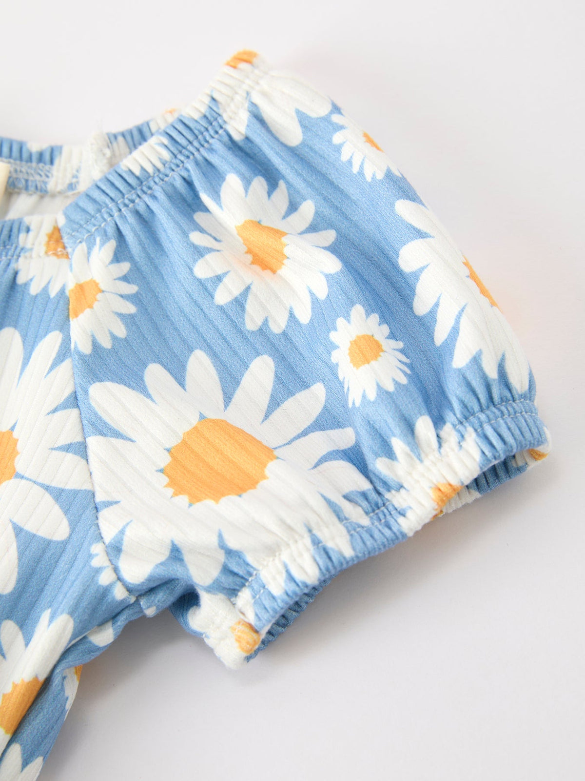 Summer Daisy Print Girls Romper Bow Ruffle by Rylee Faith Designs at Everetts Place