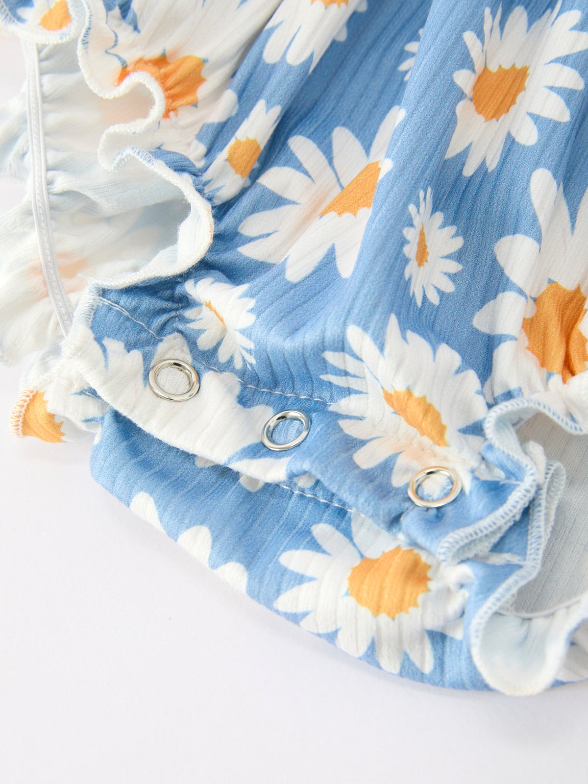 Summer Daisy Print Girls Romper Bow Ruffle by Rylee Faith Designs at Everetts Place