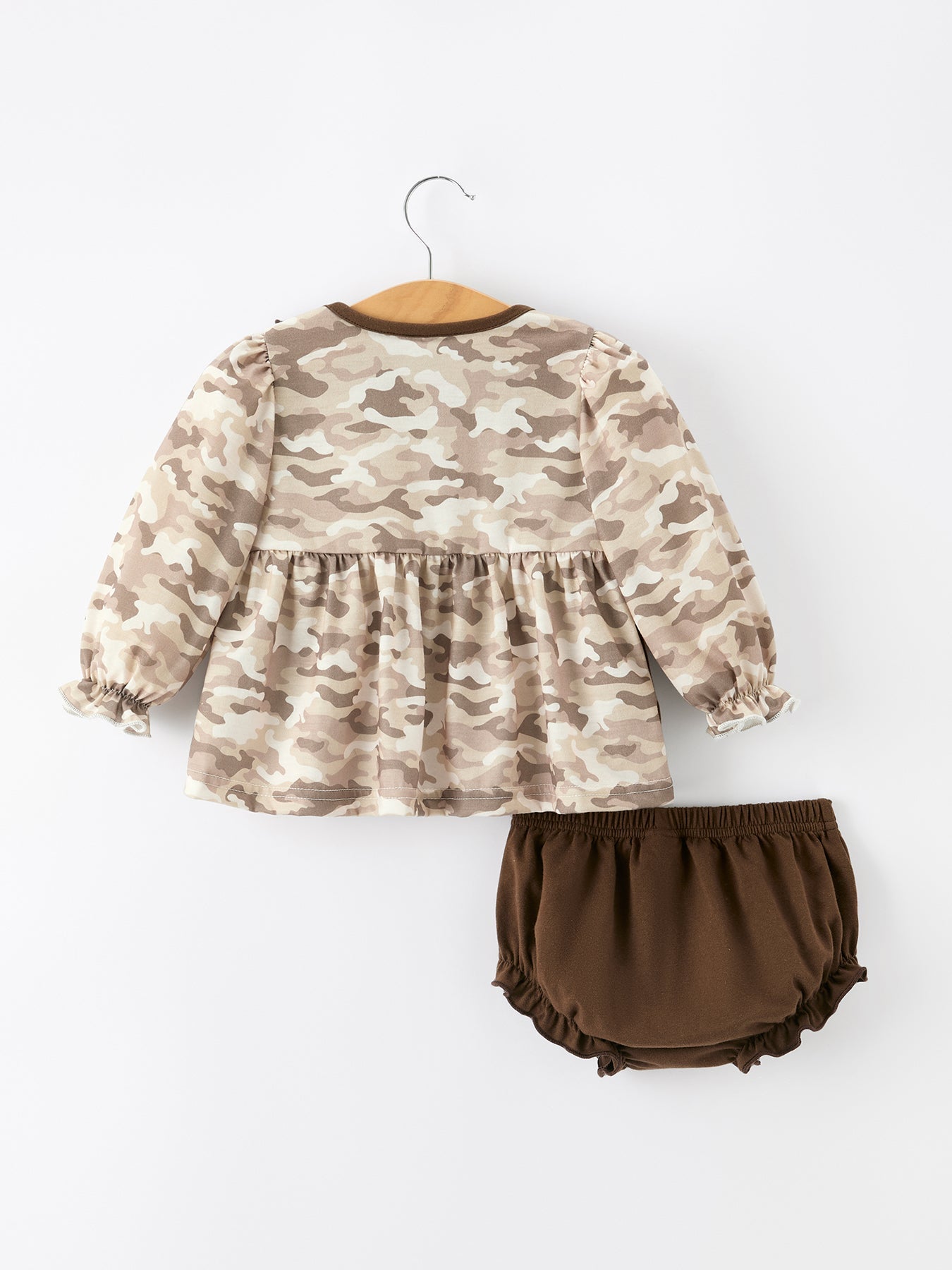 Duck Smocked Camo Baby Bloomer Set Bow Detail by Rylee Faith Designs at Everetts Place