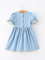 Back to School Pencil Applique Girl Dress Scallop Hem by Rylee Faith Designs at Everetts Place