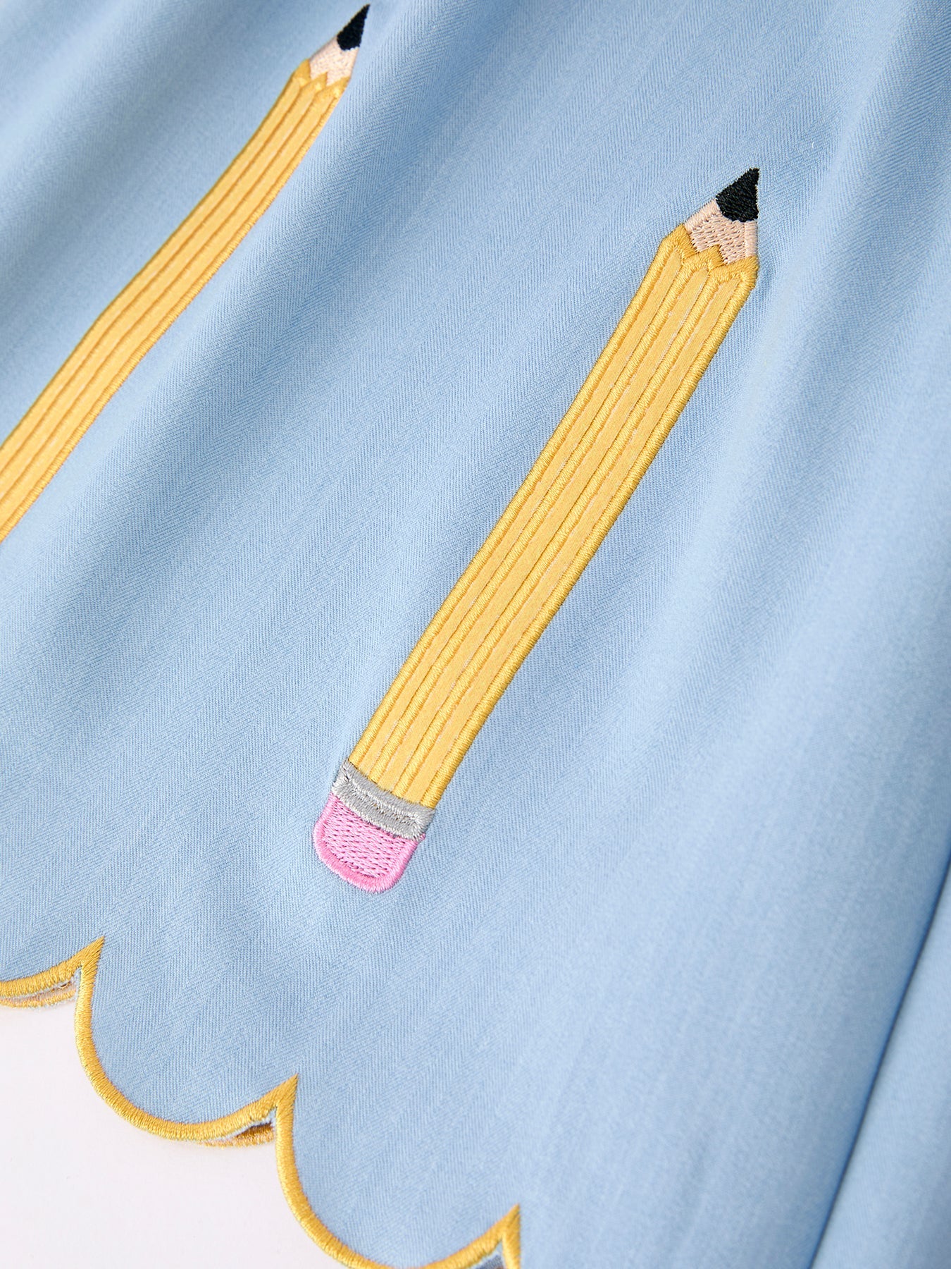 Back to School Pencil Applique Girl Dress Scallop Hem by Rylee Faith Designs at Everetts Place