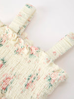 Muslin Summer Floral Print Smocked Baby Girl Romper Set Hat by Rylee Faith Designs at Everetts Place