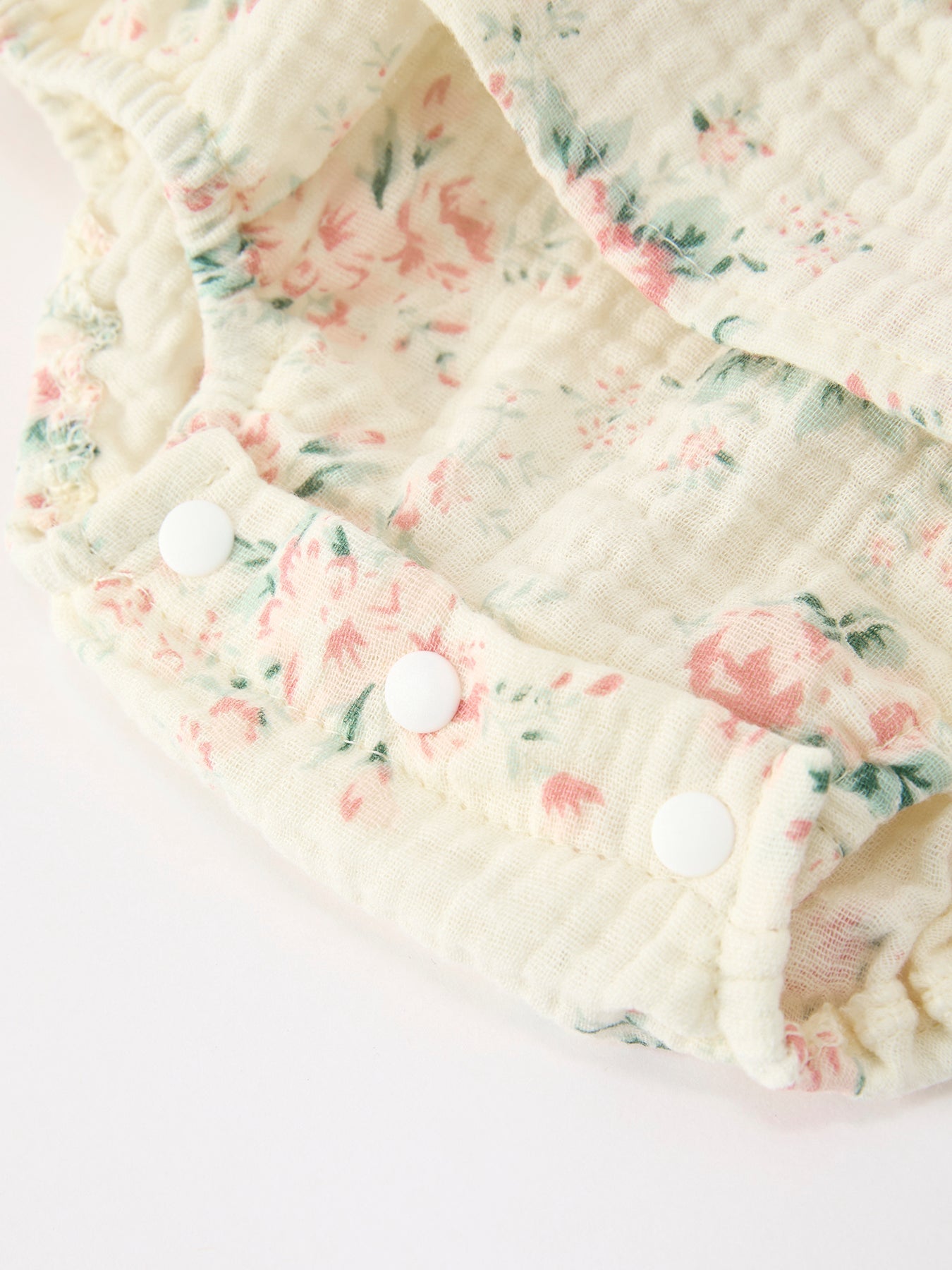 Muslin Summer Floral Print Smocked Baby Girl Romper Set Hat by Rylee Faith Designs at Everetts Place