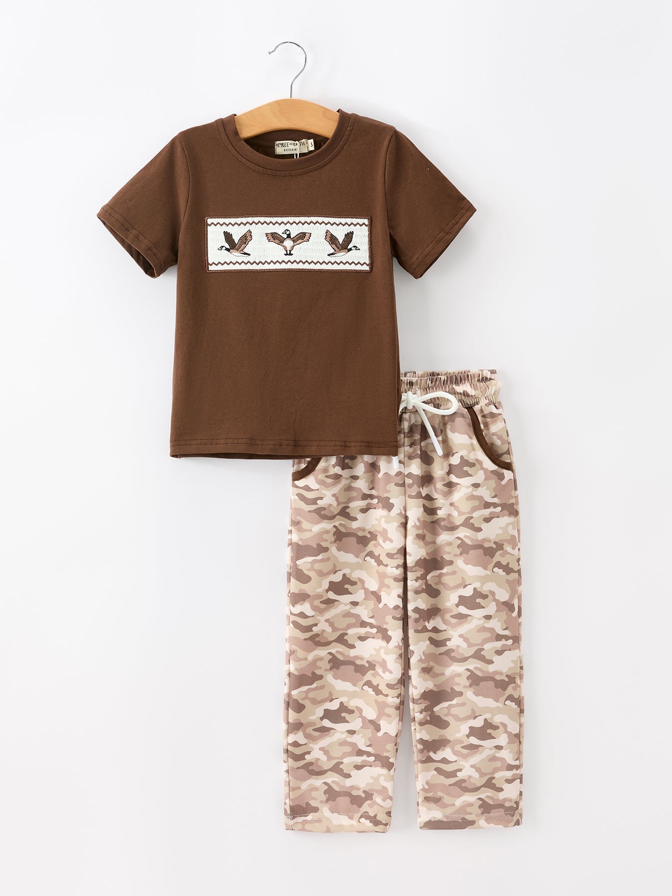 Duck Embroidery Camo Boy Pant Set by Rylee Faith Designs at Everetts Place