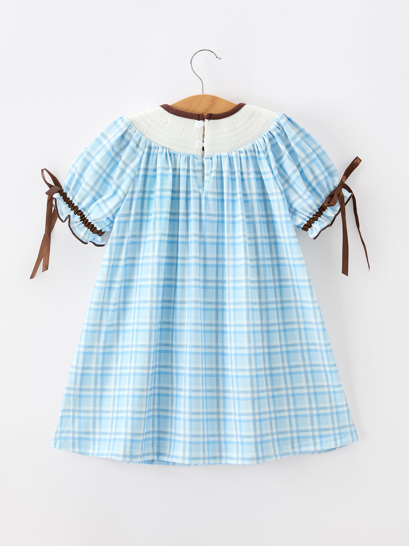 Bear Smocked Plaid Girl Dress by Rylee Faith Designs at Everetts Place