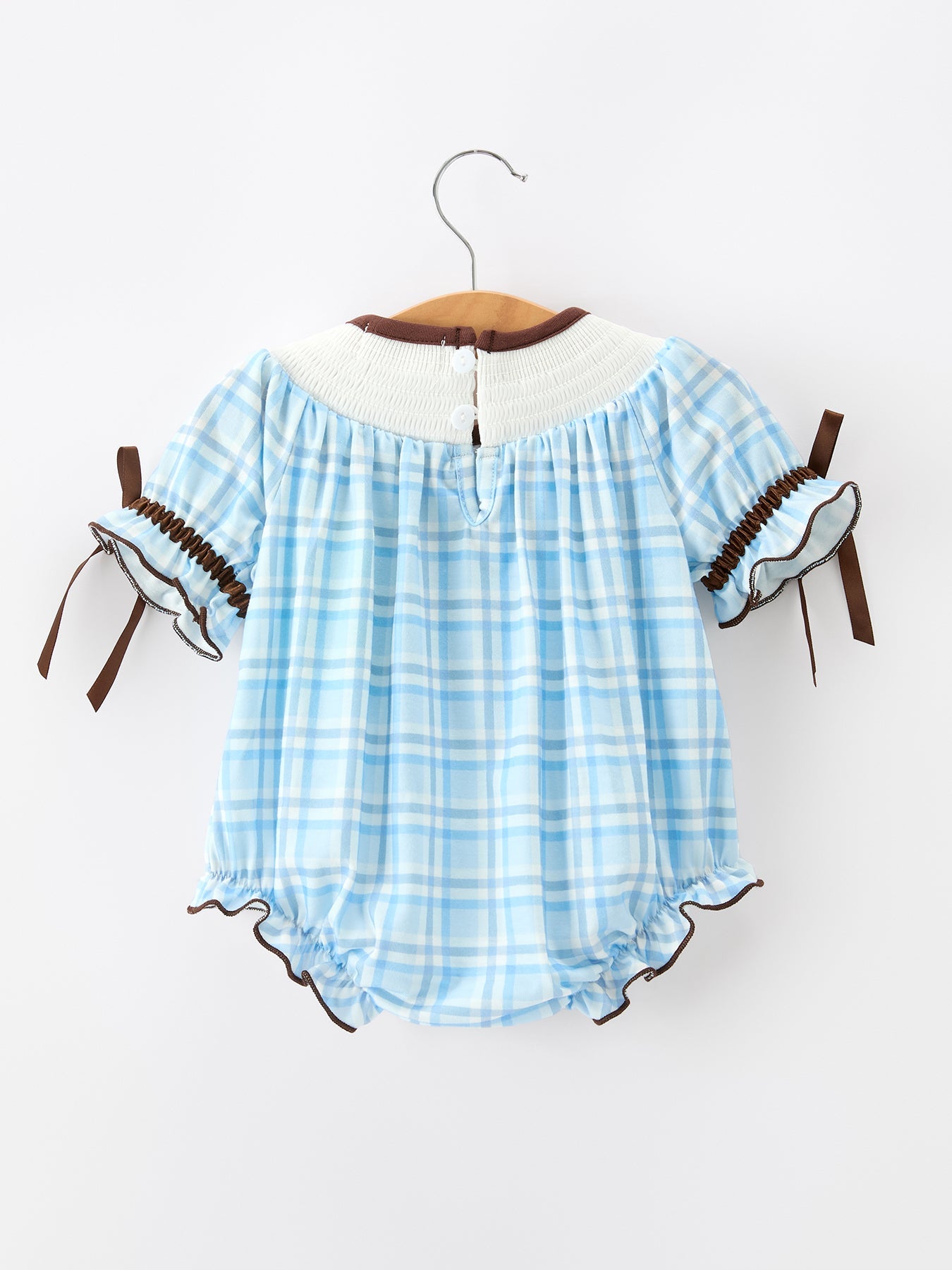 Bear Smocked Plaid Baby Bubble by Rylee Faith Designs at Everetts Place