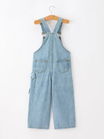 Bow Denim Girl Overalls Wide Leg Jumpsuit by Rylee Faith Designs