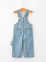 Bow Denim Girl Overalls Wide Leg Jumpsuit by Rylee Faith Designs