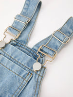Bow Denim Girl Overalls Wide Leg Jumpsuit by Rylee Faith Designs