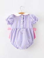 Thanksgiving Turkey Smocked Plaid Bow Girls Bubble Romper by Rylee Faith Designs