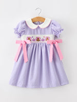 Thanksgiving Turkey Smocked Plaid Bow Girls Dress by Rylee Faith Designs