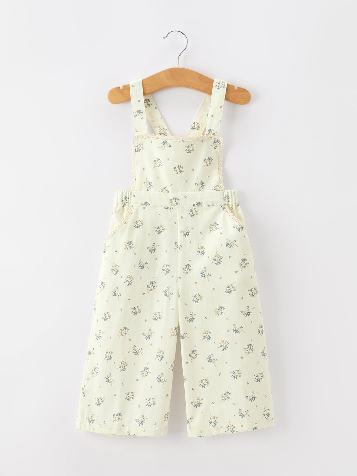 Girls Floral Print Lace Trim Wide Leg Jumpsuit - White, Textile, Fashion, Baby & Toddler Clothing, One-piece garment | Everetts Place