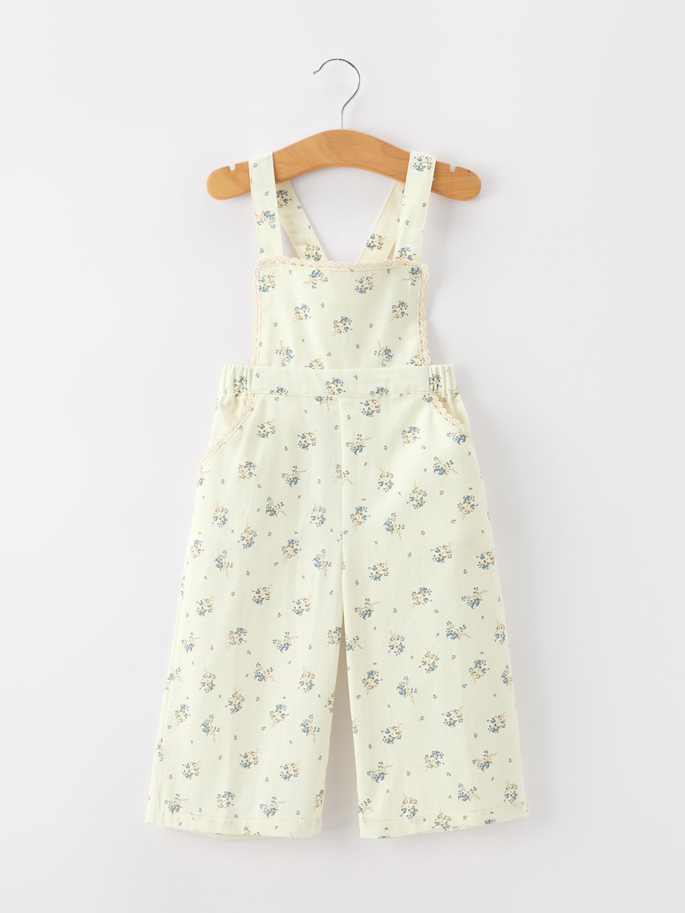 Girls Floral Print Lace Trim Wide Leg Jumpsuit - White, Textile, Fashion, Baby & Toddler Clothing, One-piece garment | Everetts Place