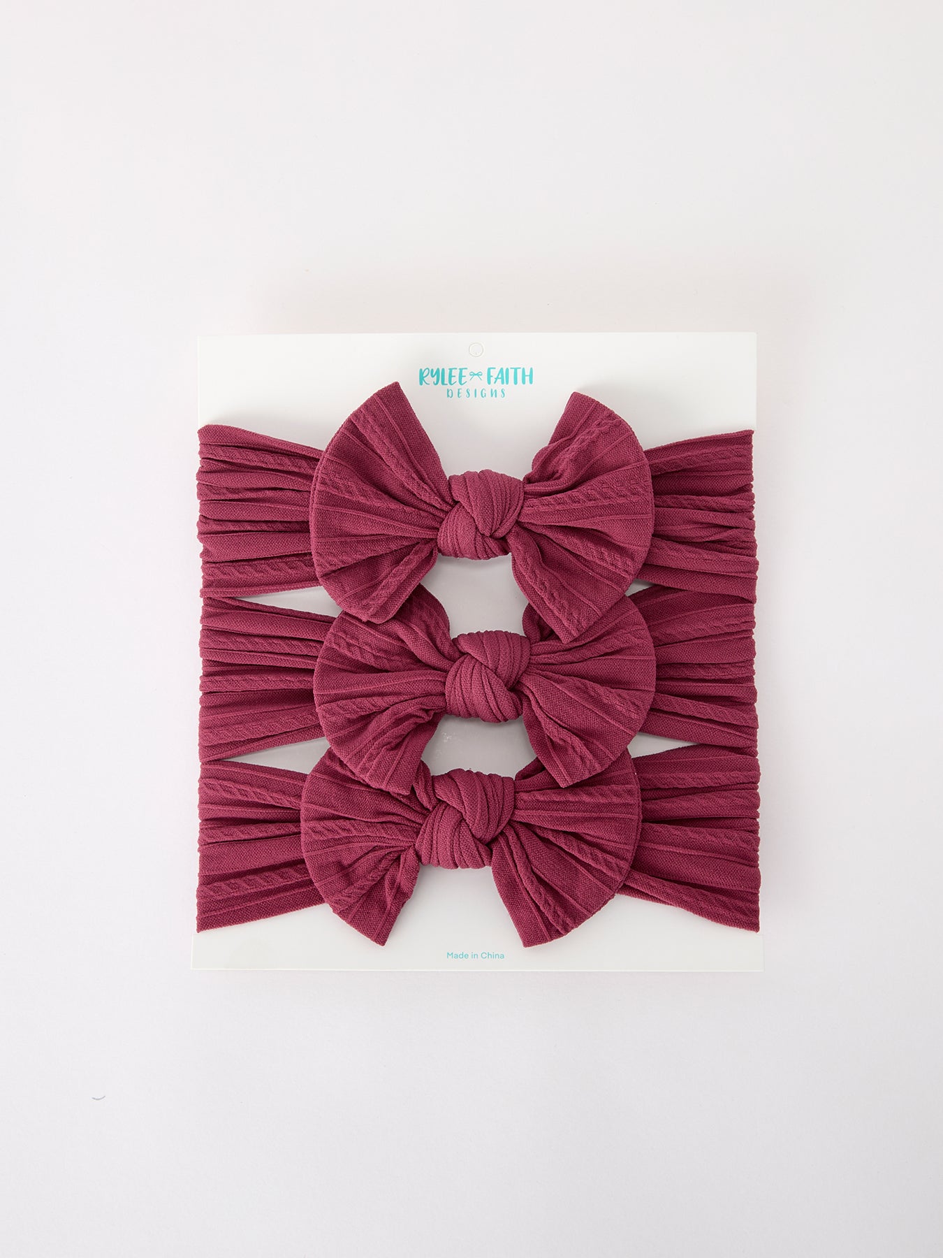 Baby Girl Bow Headband Same Color 3 Piece Set by Rylee Faith Designs at Everetts Place
