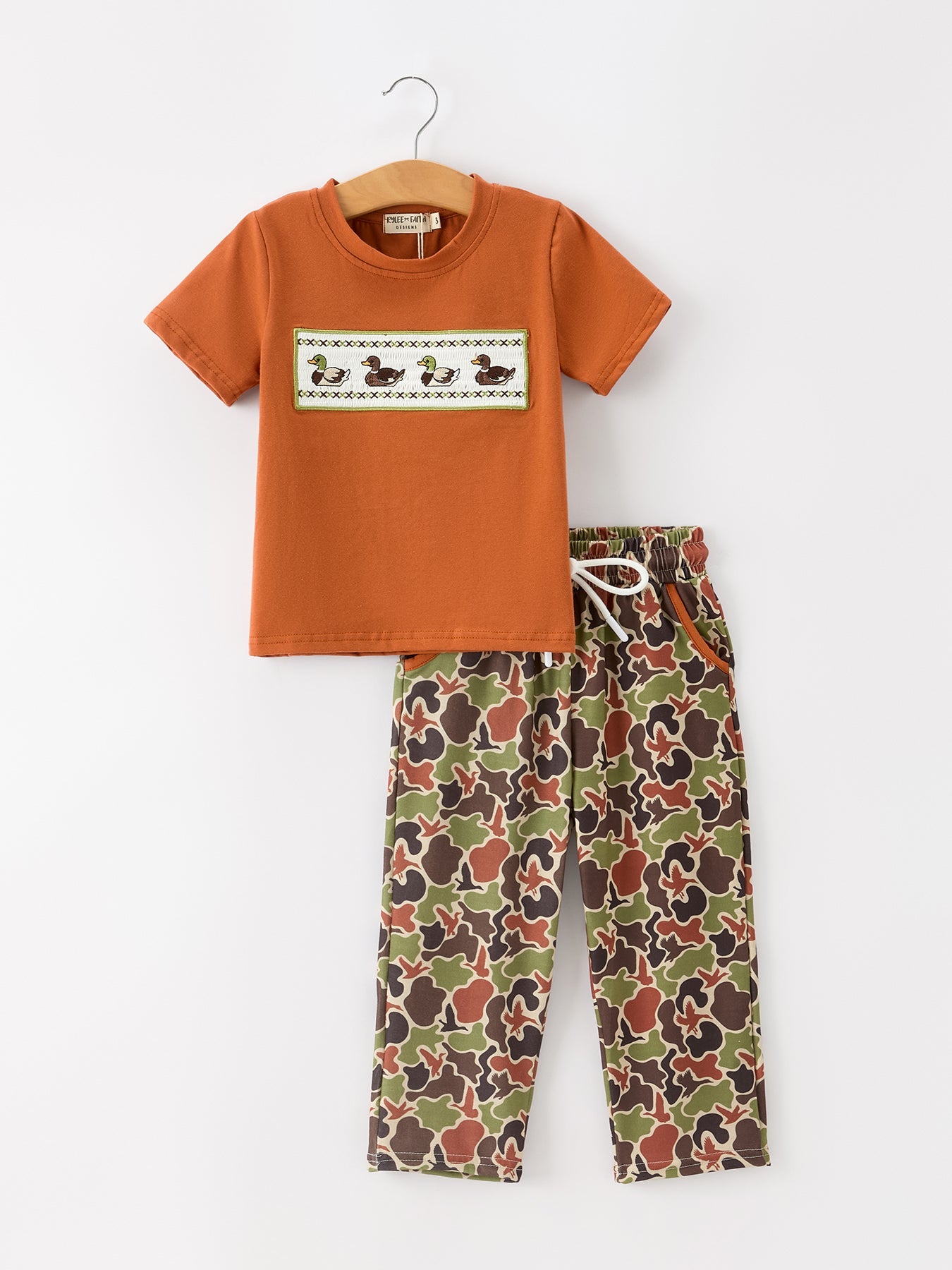 Duck Camo Embroidered Duck Boy Pant Set by Rylee Faith Designs at Everetts Place