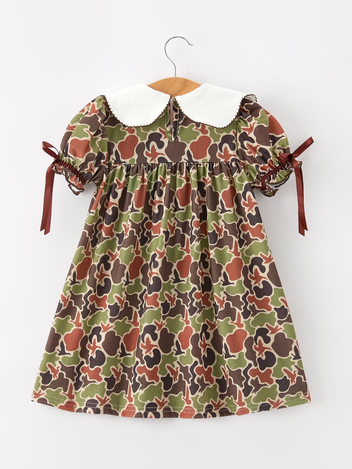 Duck Camo Embroidered Duck Girl Dress Short Sleeves by Rylee Faith Designs at Everetts Place