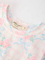 Bow Floral Girl Short Set Scallop Hem by Rylee Faith Designs at Everetts Place