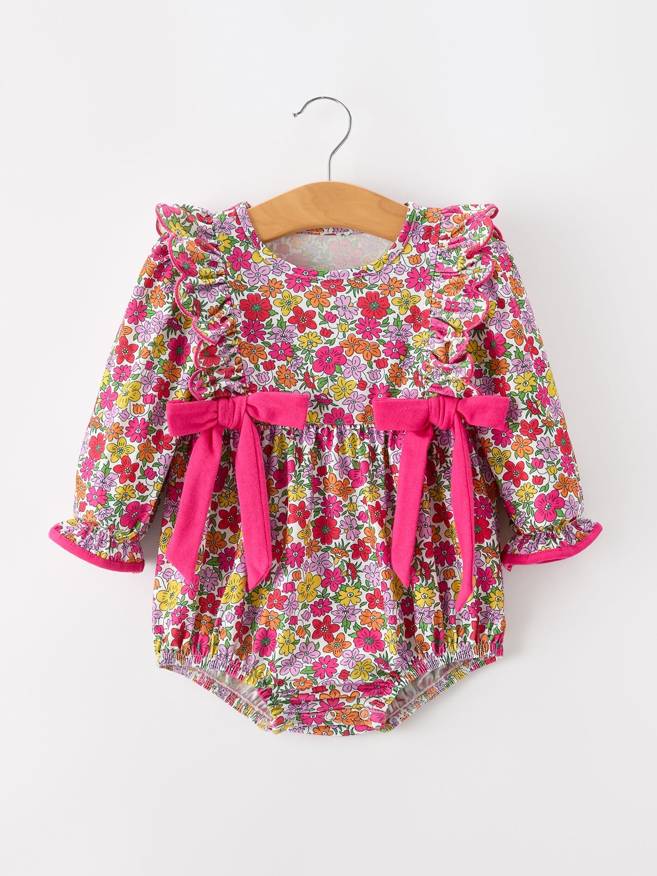 Bow Floral Girl Bubble Romper