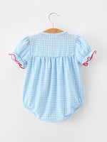 Christmas Santa Bow Plaid Girls Bubble Romper by Rylee Faith Designs