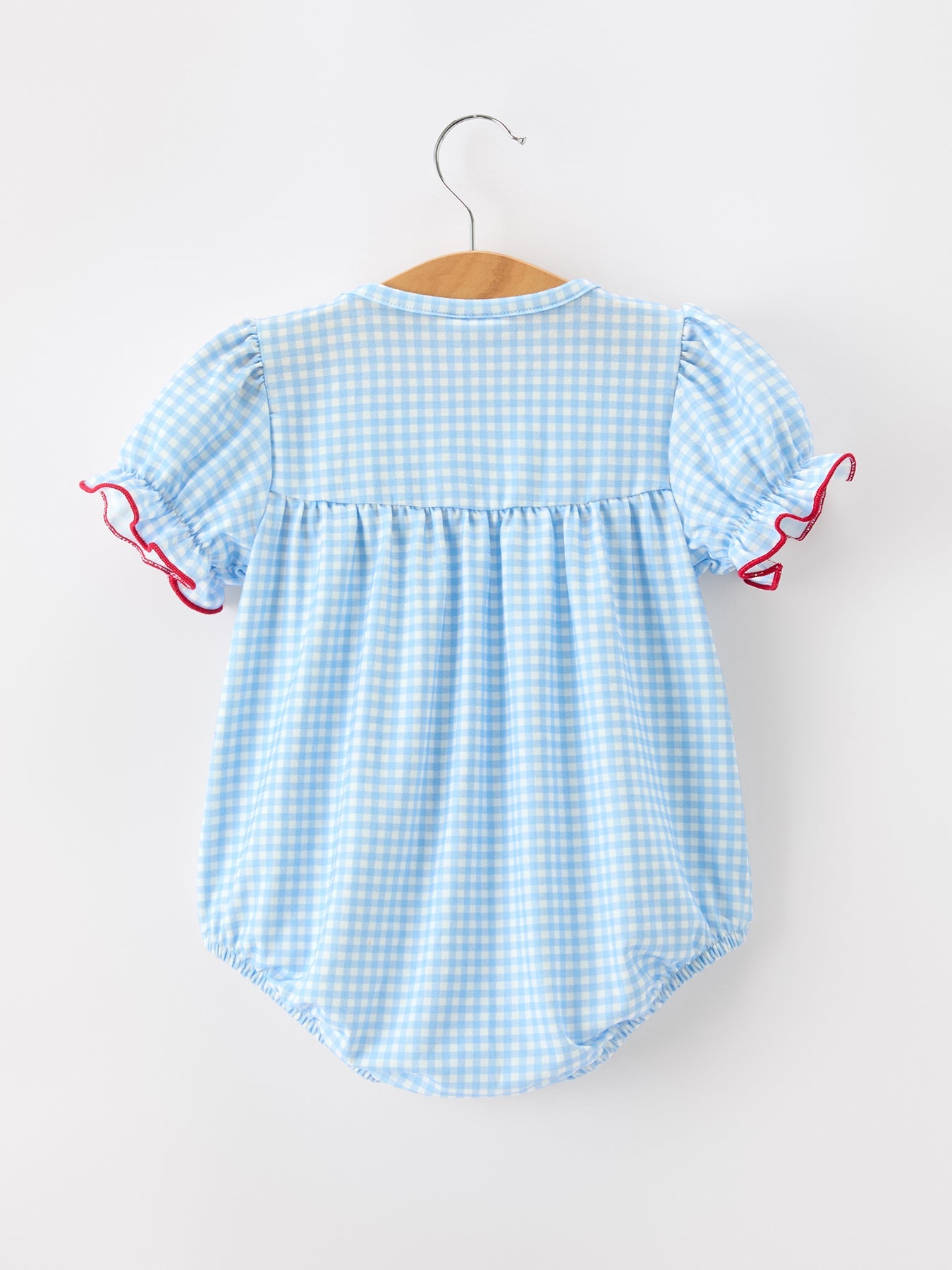 Christmas Santa Bow Plaid Girls Bubble Romper by Rylee Faith Designs