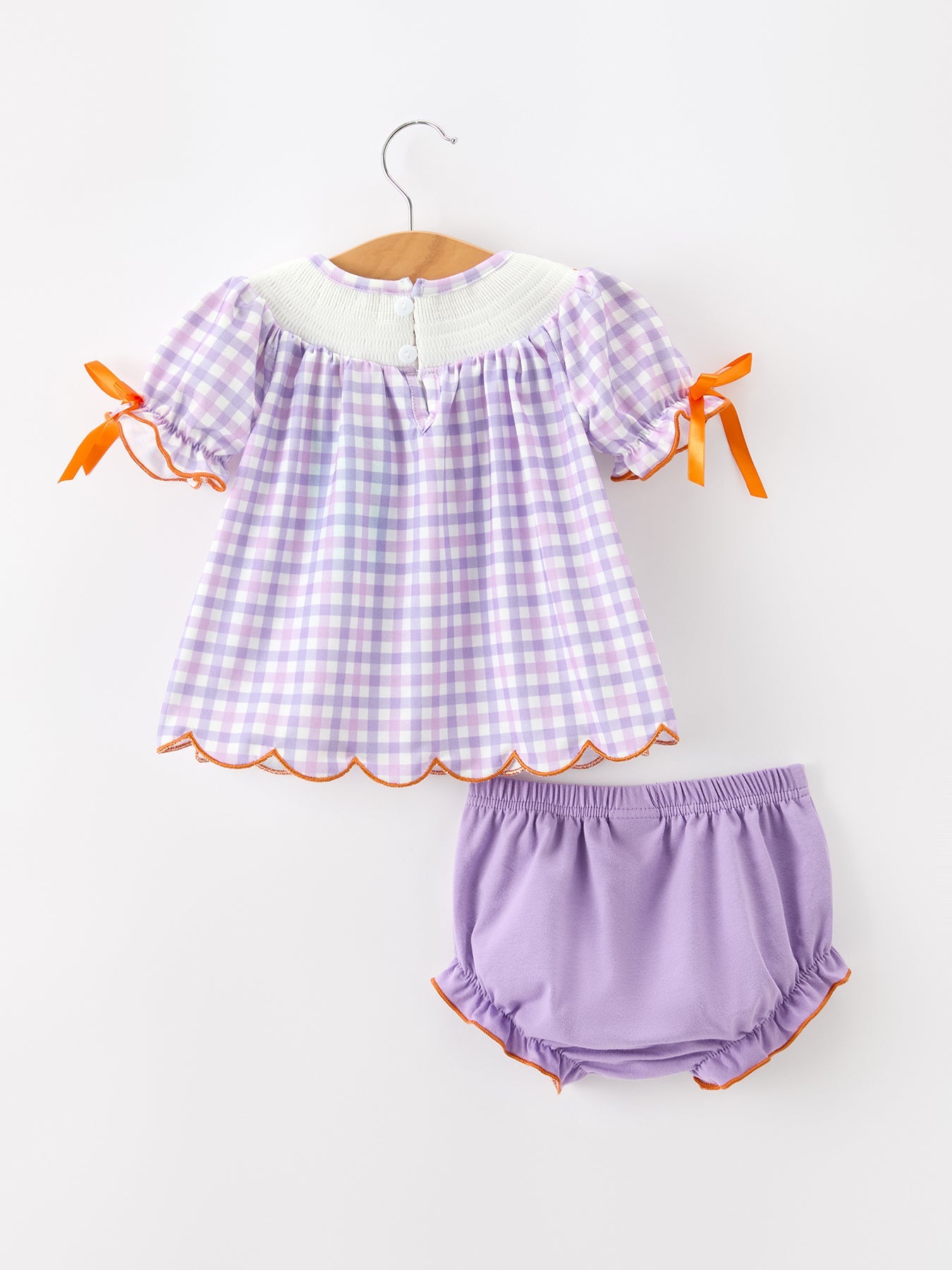 Halloween Ghost Plaid Bow Girls Two-Piece Bloomer Set