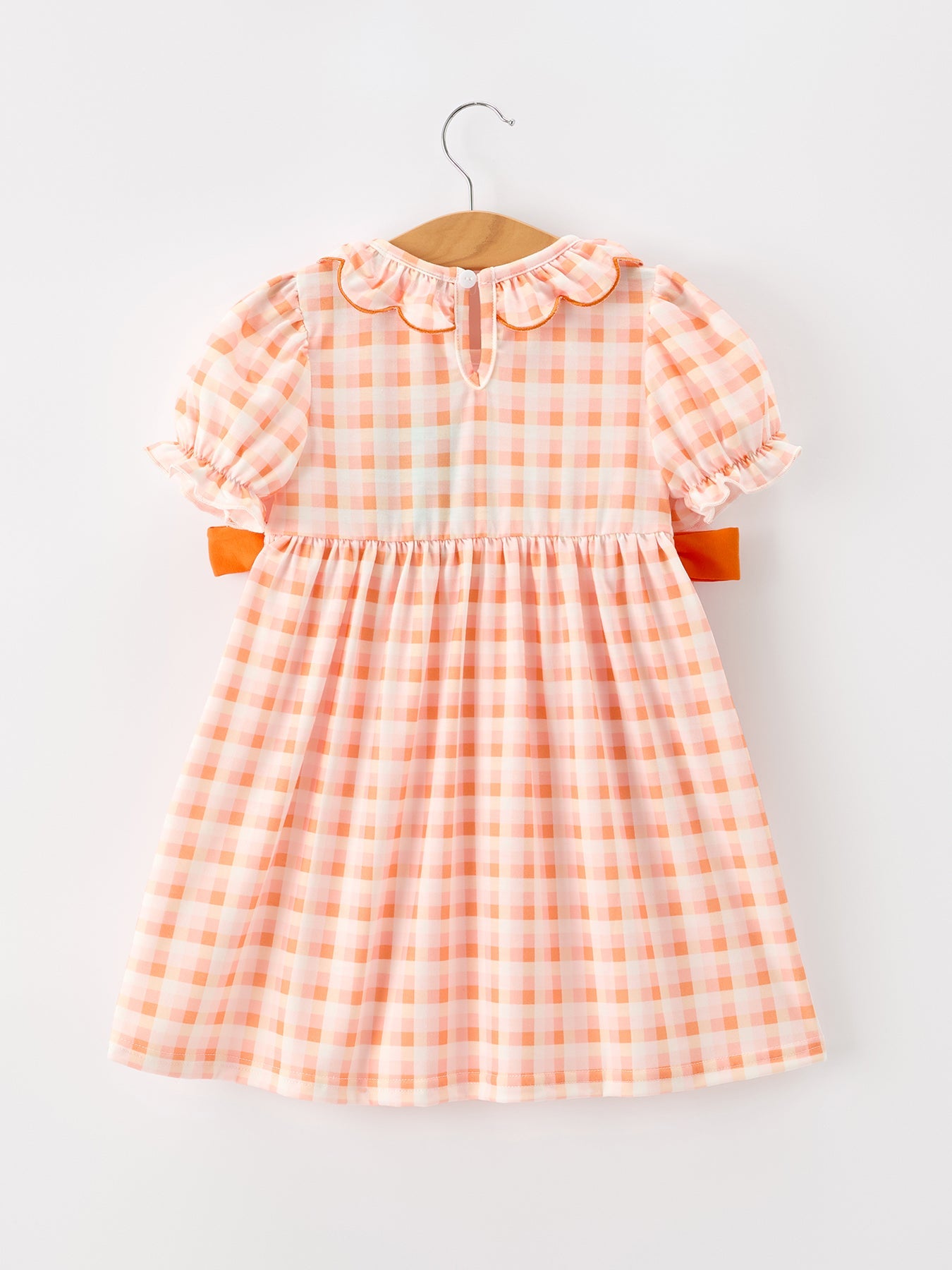 Halloween Pumpkin Plaid Bow Girls Dress