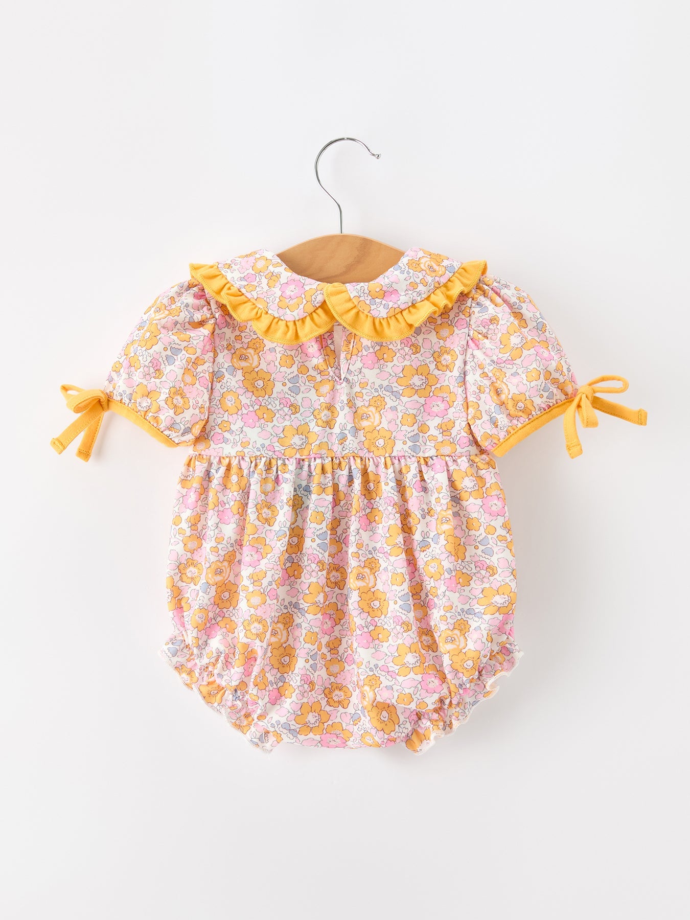Halloween Pumpkin Floral Baby Bubble Romper